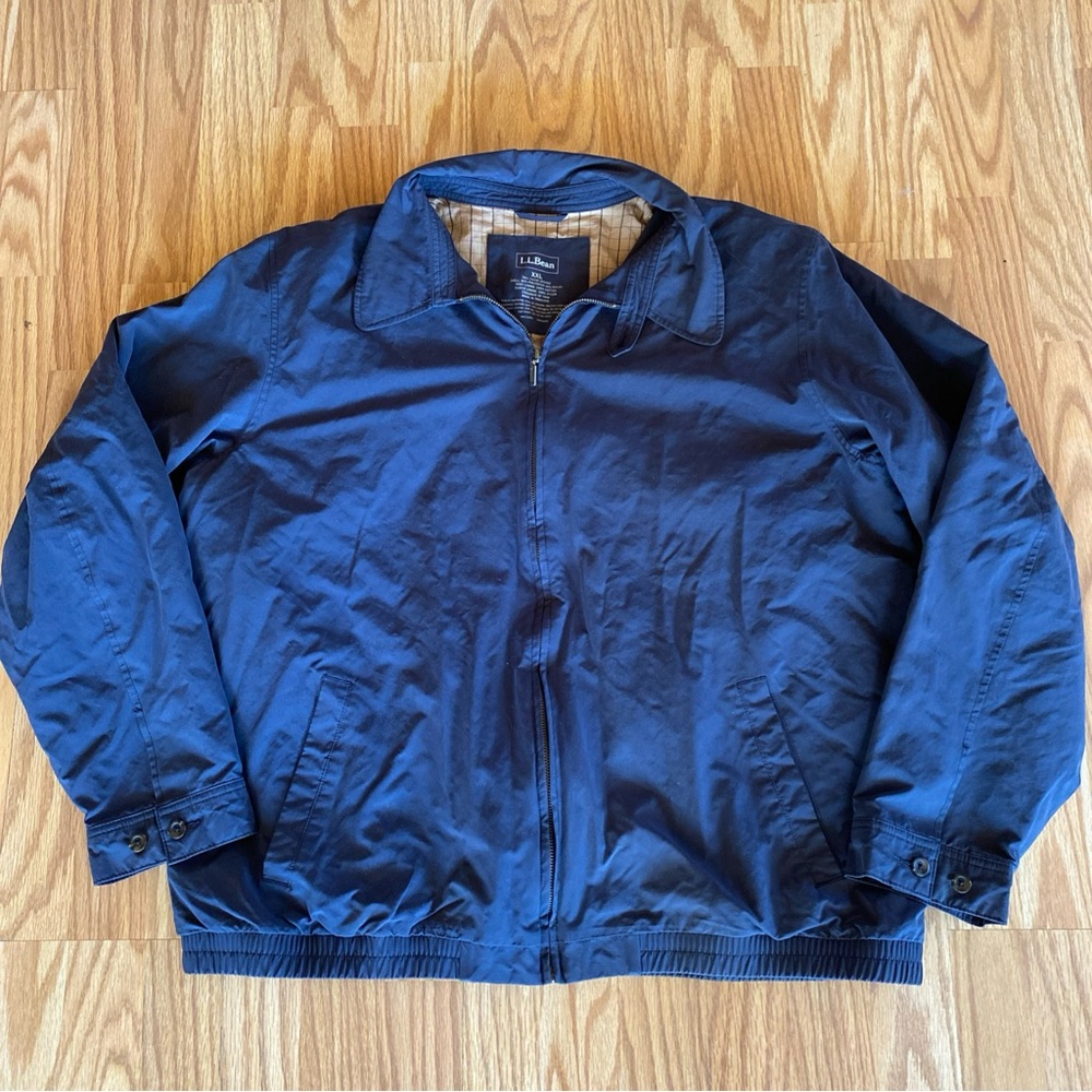 L.L.Bean Golf Bomber Detroit Jacket Men XXL Navy Blue Lined Full Zip Herrington